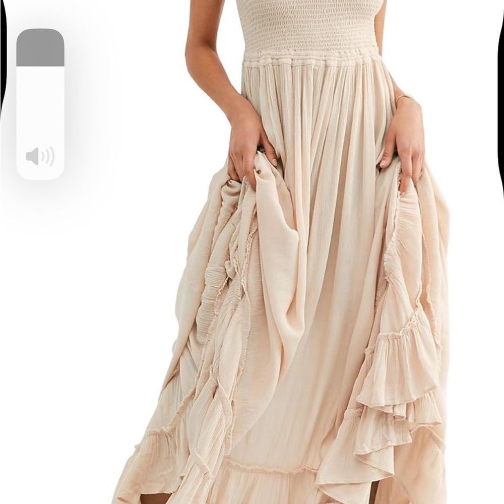 Vivimos Boho Cream backless Halter Maxi Dress Size Small - Picture 4 of 6